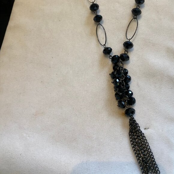 Vintage  Black Beaded pendant - Picture 1 of 3